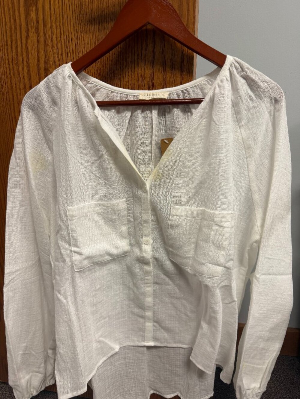 White Flowy Blouse with Yellow Accents